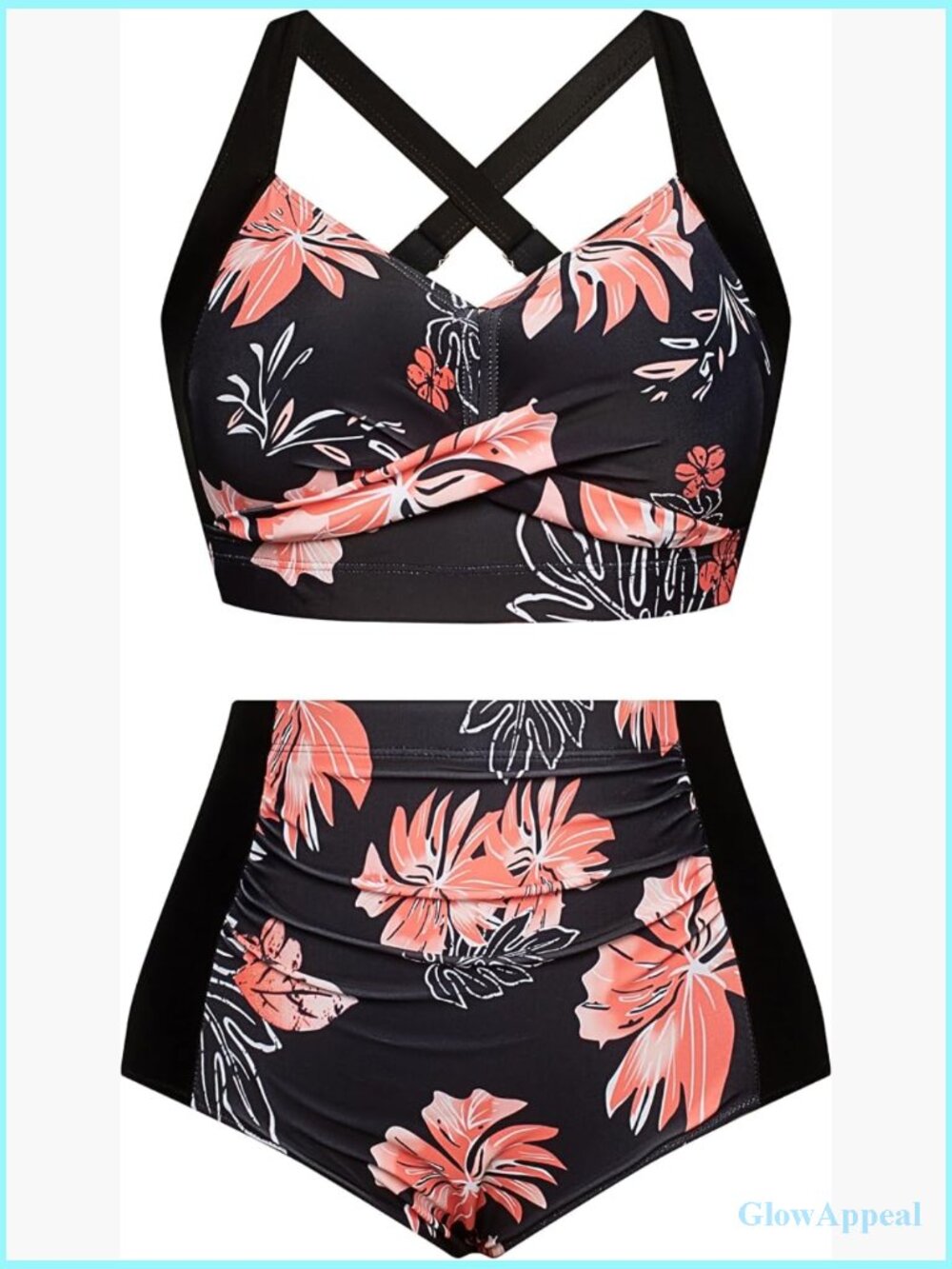 High Waisted Tummy Control Bikini Set Ruched Two Piece Bathing Suit Plus Size